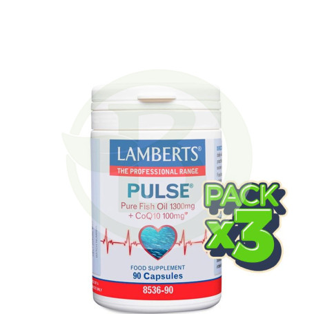 Pack 3x Pulse (1300Mg. De Omega 3 + 100Mg. Coq10) 90 Cápsulas Lamberts