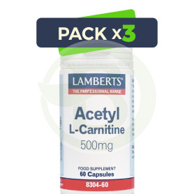 Pack 3x L-Acetil Carnitina 60 Cápsulas Lamberts
