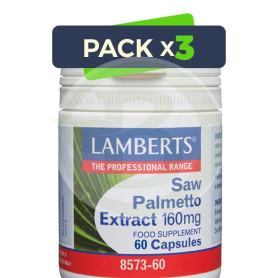Pack 3x Saw Palmeto Extracto 60 Cápsulas Lamberts