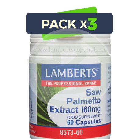 Pack 3x Saw Palmeto Extracto 60 Cápsulas Lamberts