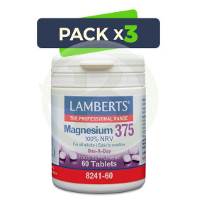 Pack 3x Magnesio 375 60 Tabletas Lamberts