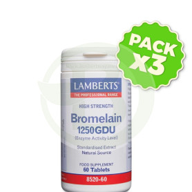 Pack 3x Bromelina 1250Gdu 60 Tabletas Lamberts