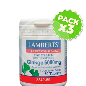 Pack 3x Ginkgo Biloba 6.000Mg. 60 Tabletas Lamberts