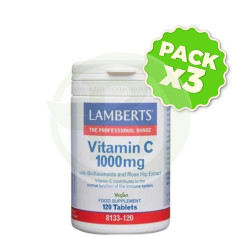 Pacote 3x Vitamina C 1000Mg Bioflavonóides 120 Comprimidos Lamberts
