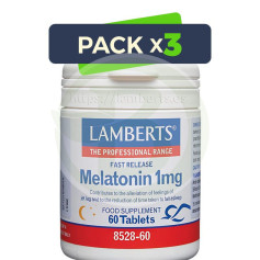 Pack 3x Melatonina 1 Mg 60 Comprimidos Lamberts