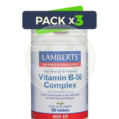 Pacote com 3 Vitamina B-50 Complex 120 Comprimidos Lamberts