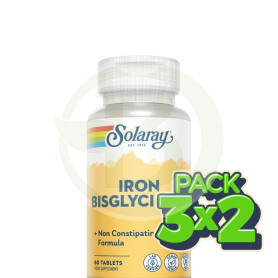 Pack 3x2 Iron Bisglycinate 60 Comprimidos Solaray