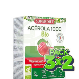 Pack 3x2 Acerola 1000 (Vitamina C) Bio 24 Comprimidos Superdiet
