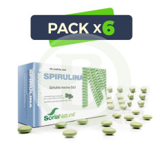 Pacote com 6 comprimidos de Spirulina 60 comprimidos Soria Natural