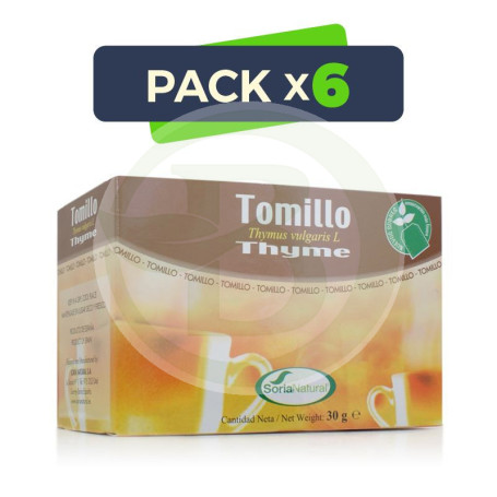 Pack 6x Infusiones de Tomillo 20 Filtros Soria Natural