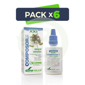 Pack 6x Composor 16 Sinusol Complex Fórmula XXI 25Ml. Soria Natural