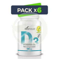 Pack 6x Vitamina D3 250 Mgrs. X 150 Liberacion Sostenida Soria Natural