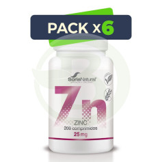 Pacote com 6x Zinco 350 mg. X 200 Liberação Sustentada Soria Natural