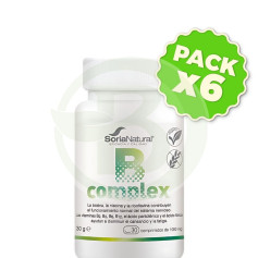 Pacote com 6x Complexo B 30 Comprimidos Soria Natural