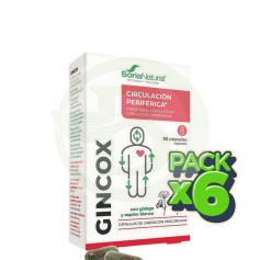 Pacote com 6 cápsulas de Gincox 30 cápsulas Soria Natural