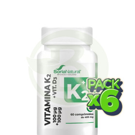 Pack 6x Vitamina D3+K2 Liberación Sostenida 60 Comprimidos Soria Natural