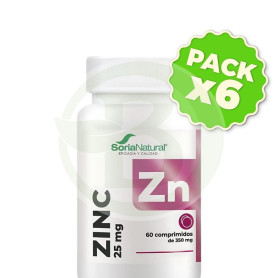 Pack 6x Zinc Liberación Sostenida 60 Comprimidos Soria Natural