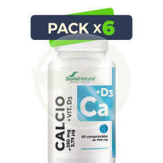 Pack 6x Calcio+Vit D3 Liberación Sostenida 60 Comprimidos Soria Natural