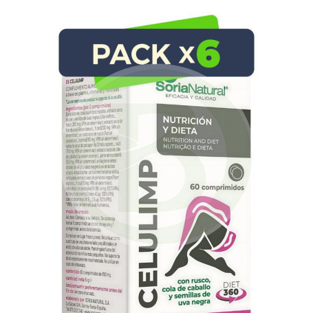 Pack 6x Celulimp 60 Comprimidos Soria Natural