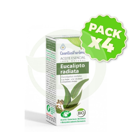Pack 4x Aceite Esencial Eucalipto Radiata Bio 10Ml. Esential Aroms