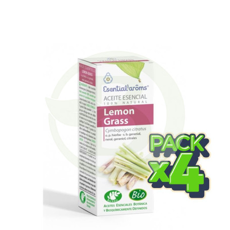 Pack 4x Aceite Esencial Lemon Grass Bio 10Ml. Esential Aroms