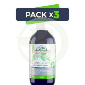 Pack 3x Champú Henna Índigo Cabello Gris y Blanco 300Ml. Corpore Sano