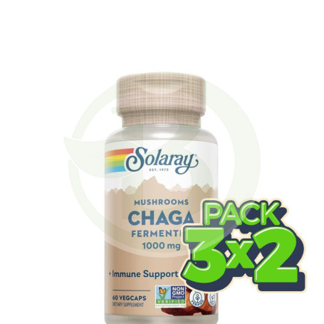 Pack 3x2 Chaga Fermented 500 Mg. - 60 Vegcaps Solaray