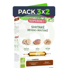 Pack 3x2 Shitake-Maitake-Reishi BIO 20 Ampollas Super Diet