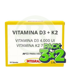 Pacote 3x2 Vitamina D3+K2 30 Cápsulas Integralia