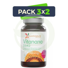 Pacote 3x2 Vitanano Vitaminas D3+K2 30 Cápsulas Natural World