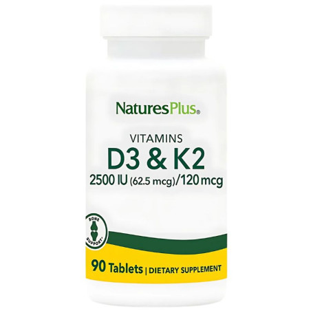 Vitamina D3 2500 UI Vitamina K2 120 Μg 90 Comprimidos Natures Plus