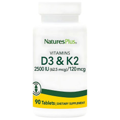 Vitamina D3 2500 UI Vitamina K2 120 Μg 90 Comprimidos Natures Plus