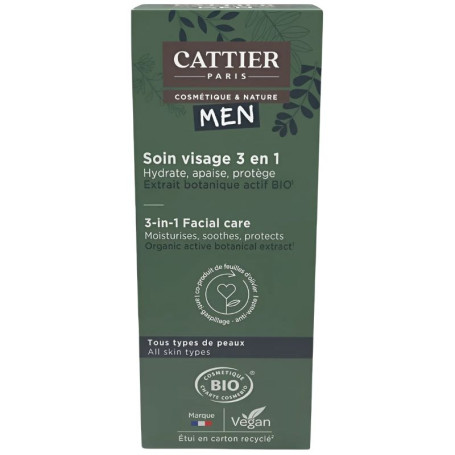 Cattier 3 em 1 Cuidado Facial Masculino 50ml