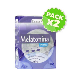 Pacote com 2 comprimidos de melatonina 60 mg. Drasanvi