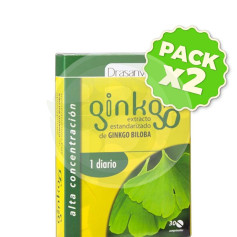 Pacote com 2 comprimidos de Ginkgoplus 30 comprimidos Drasanvi