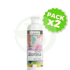 Pacote com 2 shampoos de biotina e aloe vera para cabelos secos 100ml. Drasanvi