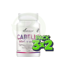 Pacote 3x2 Cabelo, Pele e Unhas 30 Comprimidos Soria Natural