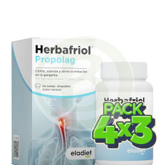 Pack 4x3 Herbafriol Propolag 24 Comprimidos Chupables Eladiet