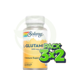 Pacote 3x2 L-Glutamina 500Mg. 50 Cápsulas Solaray