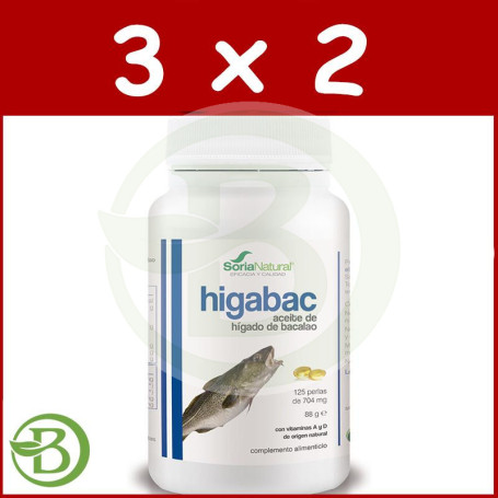 Pack 3x2 Aceite de Hígado de Bacalao 125 Perlas Soria Natural