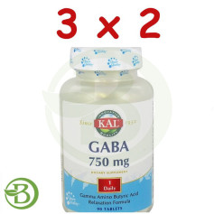 Pacote 3x2 GABA 750Mg. 90 comprimidos de Kal