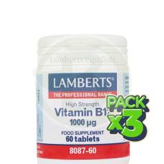 Embalagem com 3x VITAMINA B12 1000mg. LAMBERTS