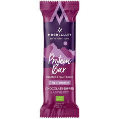 Barra de proteína orgânica de chocolate e framboesa Moonvalley 50g