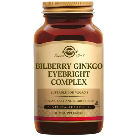 Complexo de Bilberry Ginkgo Eyebright 60 Cápsulas Solgar