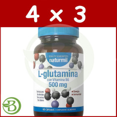 Pack 4x3 L-Glutamina 500Mg 60 Capsulas Naturmil