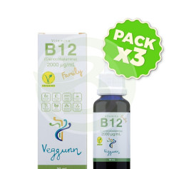 Pacote com 3 Vitaminas B12 30ml. Veggunn