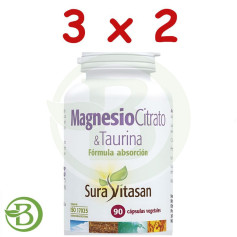 Pack 3x2 Magnésio e L-Taurina 90 Cápsulas Sura Vitasan