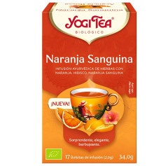 Sachês de infusão de chá Yogi com 17 sachês de laranja sanguínea