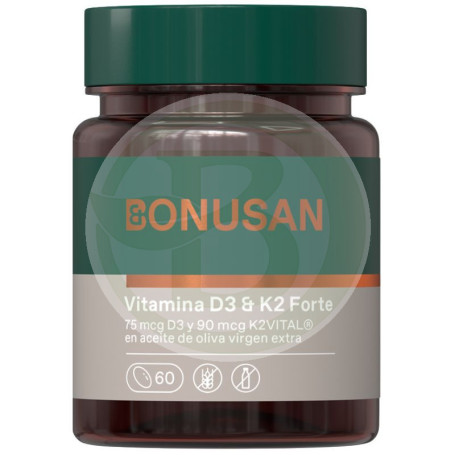 Vitamina D3 e K2 60 Pérolas Bonusan