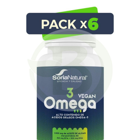 Pack 6x Omega-3 Vegano 60 Perlas Soria Natural